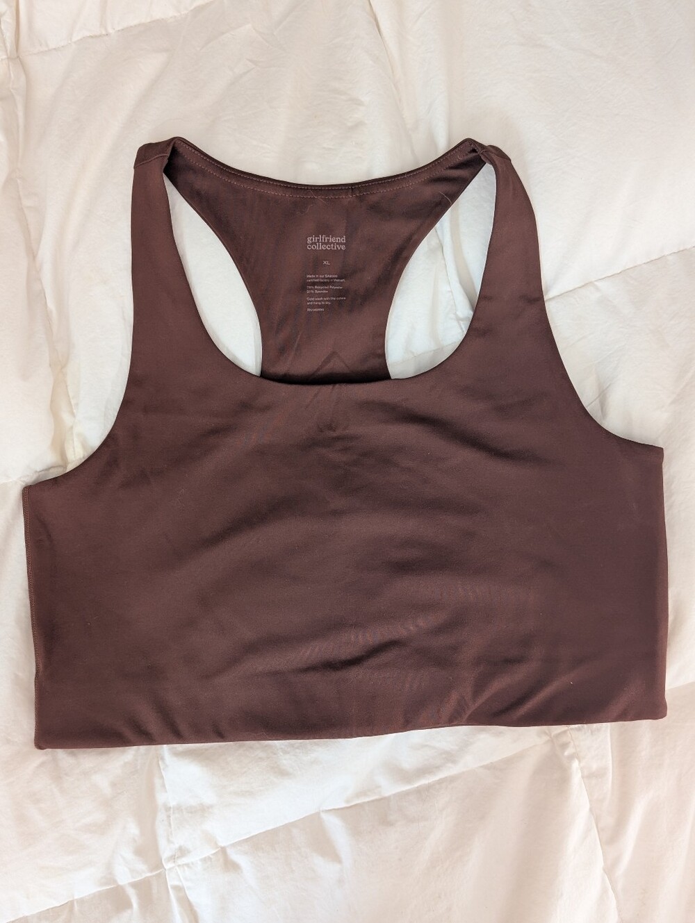 Girlfriend Collective Brown Paloma Sports Bra Crop XL Granola Girl Athleisure